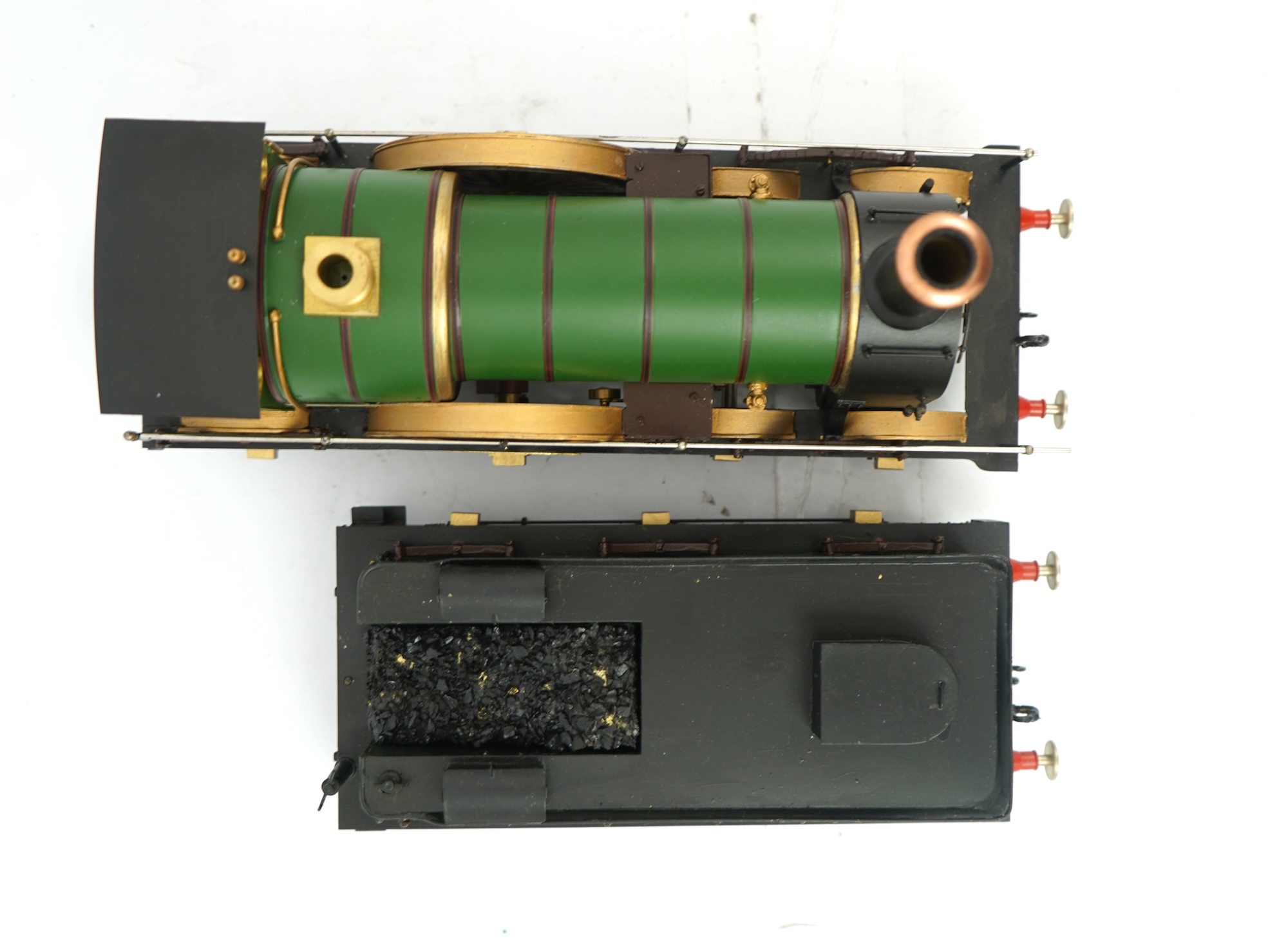 A ‘Gauge One’ kit/scratch built model of GWR broad gauge 4-2-2 tender locomotive Iron Duke scaled to run on 70mm track, unpowered and with a good level of detailing including the valve gear between the frames.